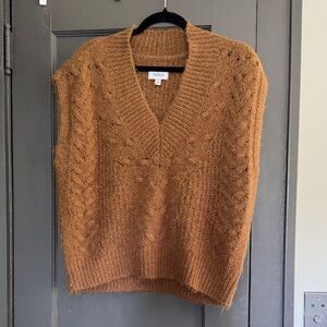 Pistola Kiran Brown Cable Knit V-Neck Sweater Vest